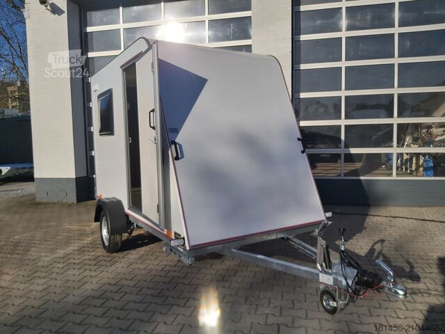 Ρυμουλκούμενο μοτοσικλέτας Tomplan Sport uns Transport Camping isolierter Koffer mit Heckrampe führerscheinfrei 100km/H Neu