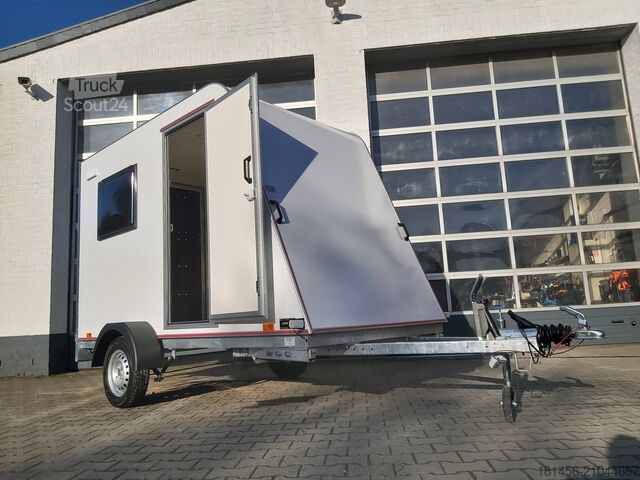 Ρυμουλκούμενο μοτοσικλέτας Tomplan Sport uns Transport Camping isolierter Koffer mit Heckrampe führerscheinfrei 100km/H Neu