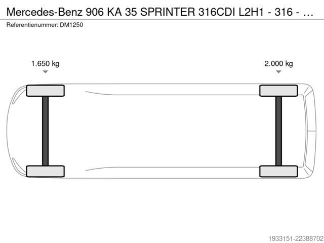 Furgon blaszak Mercedes-Benz 906 KA 35 SPRINTER 316CDI L2H1 - 316 - automaat...
