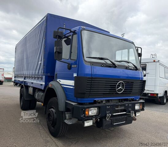 Kamion sa ravnom platformom i ceradom MERCEDES-BENZ 1820 AK Allrad 4x4 3-Sitzer ex-THW