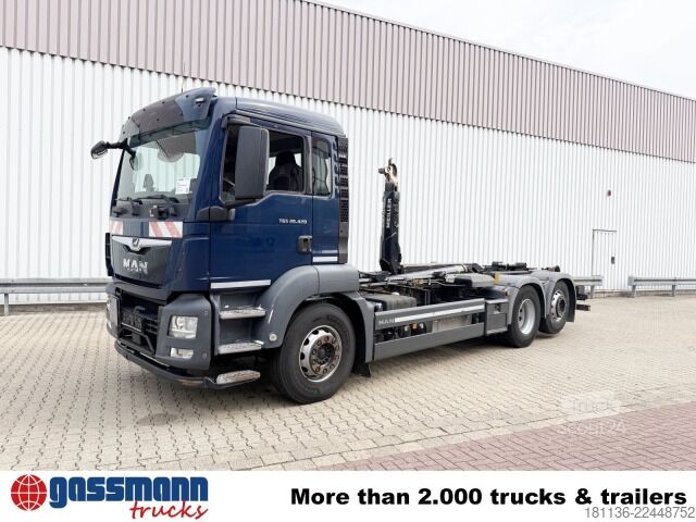 Roll-off-kippi kuorma-auto MAN TGS 26.420 6x2-4 BL Meiller 26.65 Lenk-Liftachse