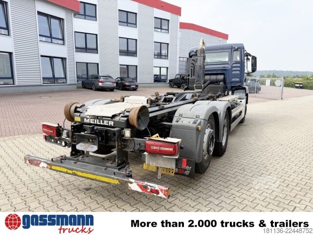 Roll-off-kippi kuorma-auto MAN TGS 26.420 6x2-4 BL Meiller 26.65 Lenk-Liftachse