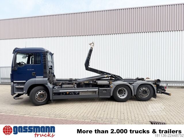 Roll-off-kippi kuorma-auto MAN TGS 26.420 6x2-4 BL Meiller 26.65 Lenk-Liftachse