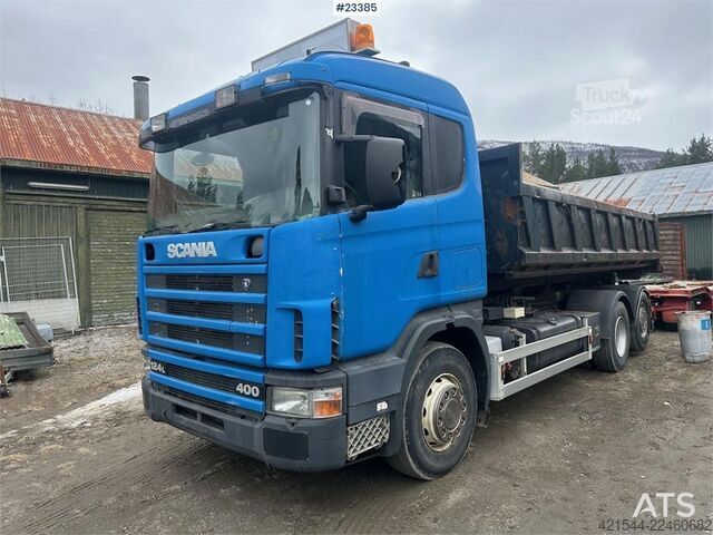 Savivartis Scania R124/400 hook truck w/ 26T hook and box. WATCH VID