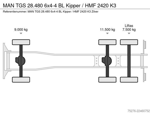 Volquete con grúa MAN TGS 28.480 6x4-4 BL Kipper / HMF 2420 K3