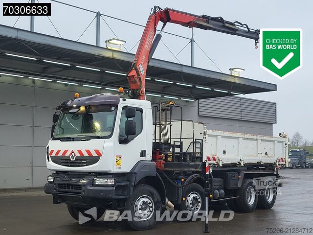 Camion-benne avec grue Renault Kerax 410 Kerax 8X4 Fassi F150A22 Crane 2-way t...