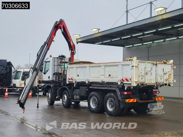 Camion-benne avec grue Renault Kerax 410 Kerax 8X4 Fassi F150A22 Crane 2-way t...