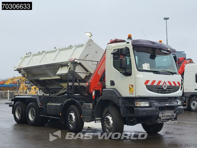 Camion-benne avec grue Renault Kerax 410 Kerax 8X4 Fassi F150A22 Crane 2-way t...
