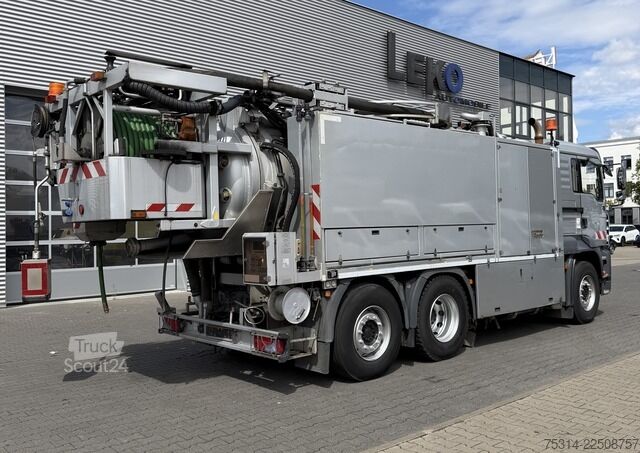 Вакуумен цистерна камион man TGA 26.430 6x2 Liftachse Müller Kanalreiniger Fahrer/Beifahrertür als Schiebetüre