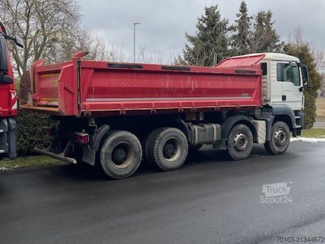 Trijų pusių savivartis sunkvežimis MAN TG-S 35.400 8x4 BB 4-Achs Kipper mech. Bordmatik