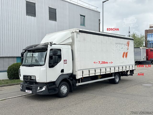 Грузовик с бортовой платформой, тентом и задним подъёмником Renault D12-240 Pr.Plane 7,3m AHK L-Haus Klima