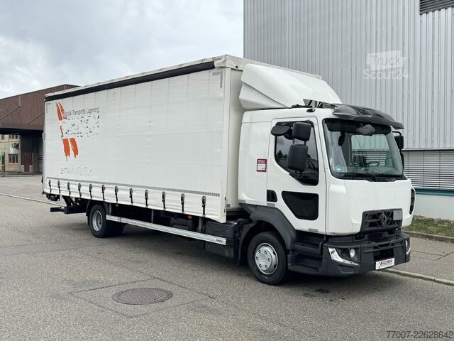 Грузовик с бортовой платформой, тентом и задним подъёмником Renault D12-240 Pr.Plane 7,3m AHK L-Haus Klima