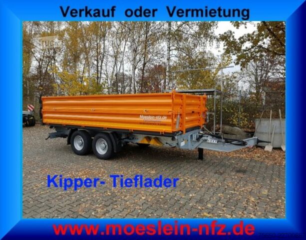 Причіп-самоскид Möslein TTD11- BA Orange  neuer Tandem 3- Seitenkipper Tiefladermit Bordwand- Aufsatz-- Neufahrzeug --