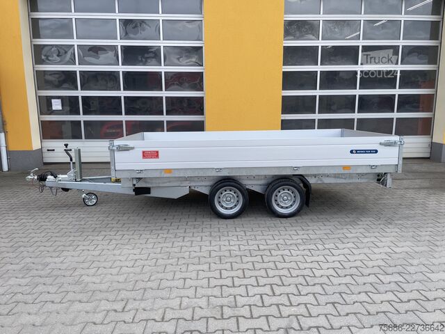 Trojsmerný sklápačský príves Saris 356cm 184cm 3,5T 3-Seitenkipper Tandem
