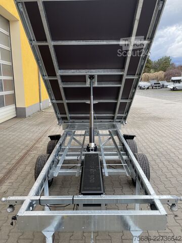 Trojsmerný sklápačský príves Saris 356cm 184cm 3,5T 3-Seitenkipper Tandem