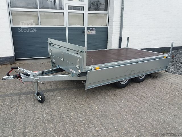 Automobilių priekaba Neptun 2000kg Tandem Pritsche 320x168x40cm Stahlwände direkt und günstig