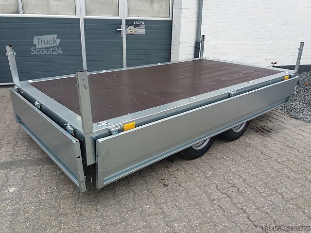 Automobilių priekaba Neptun 2000kg Tandem Pritsche 320x168x40cm Stahlwände direkt und günstig