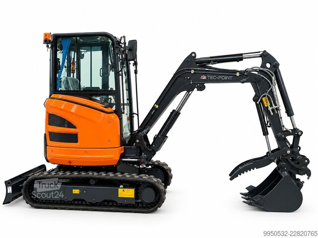 Minigrävare med fullhytt och värme Tec-Point Yanmarmotor ME26.09  - 2,9 t - Euro V - CE - ROPS