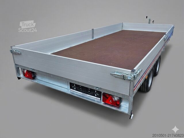 Auto prikolica NEU! Hochlader Anhänger 3500 kg 5,08 m 2-Achser Profi Schwerlast gebremst