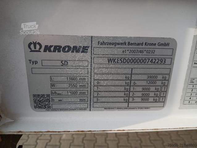 Pracovná plošinová náves KRONE SD27DA01CLNF TRIDEC LENKACHSE LIFT BPW Rungentas