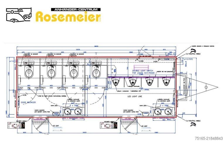 Toaletní přívěs Rosemeier EW TA-NO 3 Damen, 1Herren, 4 U Exclusiv Toilettenanhänger