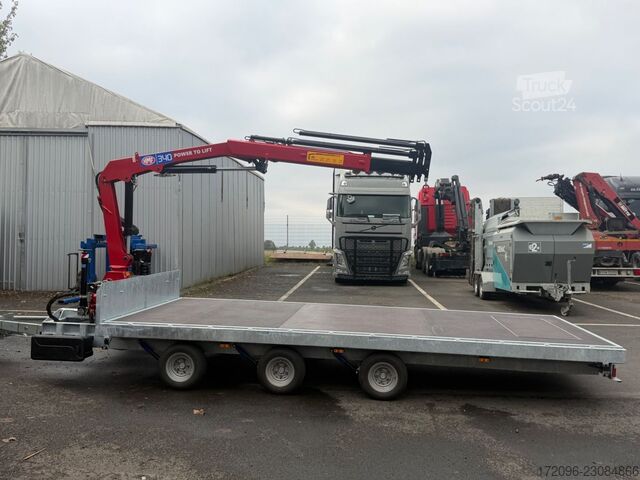 Öppen släpvagn  Fuß+Jacobsen, Containerpritsche + Kran, Plateau