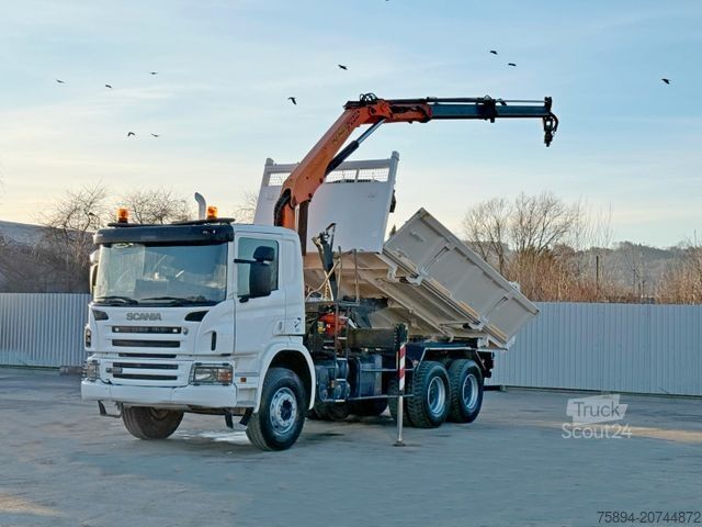Кран, монтиран на камион SCANIA P 380 Kipper 5,10 m * PK 12000 * 6x4