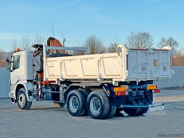 Кран, монтиран на камион SCANIA P 380 Kipper 5,10 m * PK 12000 * 6x4