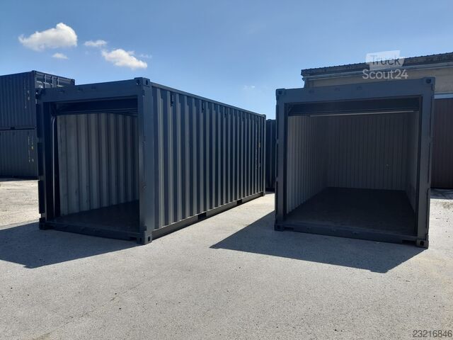 Lodný kontajner 20 Fuß Container mit Sektionaltor Garage Anthrazit / Container mit Rolltor / NEU