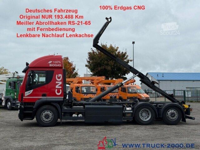 Kroklastbil Iveco Stralis AT260 CNG Erdgas 6x2 Meiller RS2165 FB