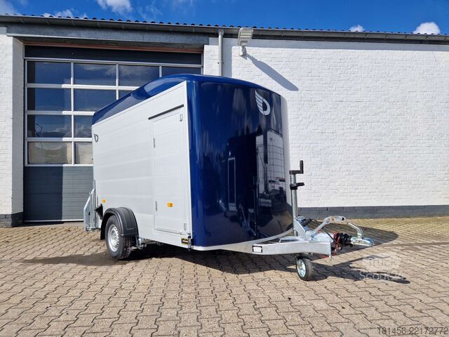 Skaptilhenger Cheval Liberté Roadster 1300 C300 Aluwände Poly royal blau Heckrampe TK Seitentür lager