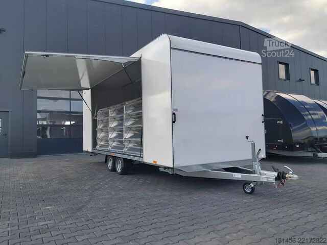 Remolque de construcción trailershop mobiler Messestand Infostand 620x230cm
