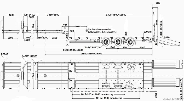 LÄglastare Faymonville MAX Trailer 3-Achs-Tele-Semi m. hydr. Rampen-nlla.