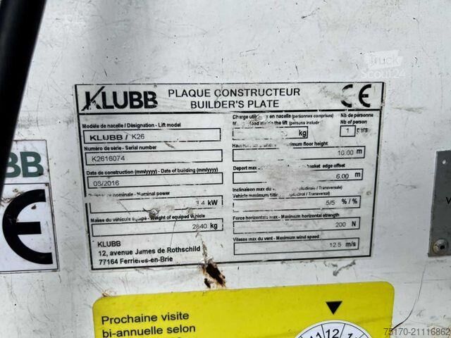 ανυψωτική πλατφόρμα τοποθετημένη σε φορτηγό Renault Master 2.3 dCi / KLUBB K26, 12m