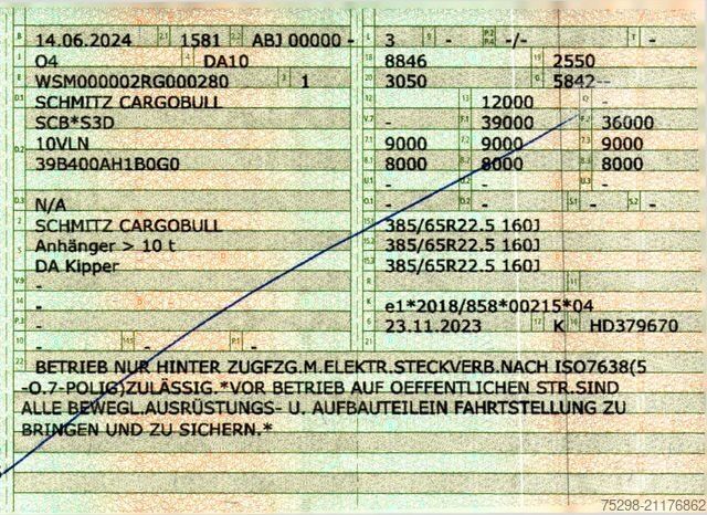 Tipper semitrailer SCHMITZ CARGOBULL SKI 24 SL 7.2 / Liftachse