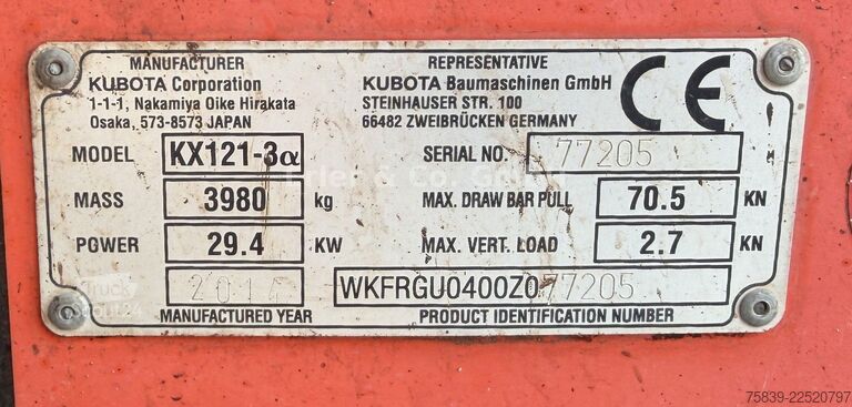 Minigraver KUBOTA KX 121-3, 3.980 kg, SW, Grabenräumer, 3 Löffel