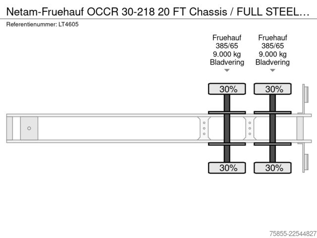 Containertransport Netam-Fruehauf OCCR 30-218 20 FT Chassis / FULL STEEL / BLATTF...
