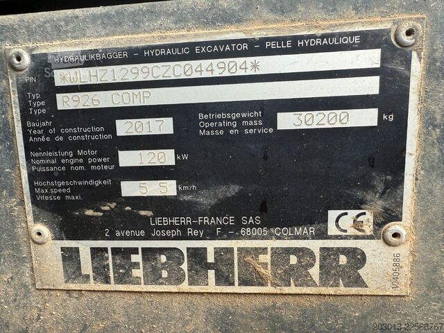 Verižni bager LIEBHERR R926 COMPACT Kettenbagger 30 Tonnen *11.644 H