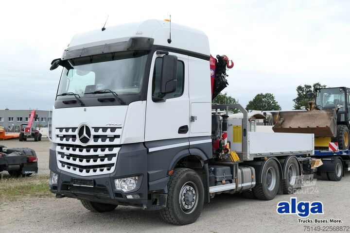 Grue montée sur camion MERCEDES-BENZ 2651 L Arocs HAD 6x6,HMF 3220,Funk,AHK,Container