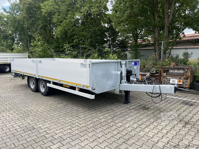 Odprta prikolica Möslein THT 11- G 6,2  Tandem Pritsche- Tieflader mit Rungentaschen