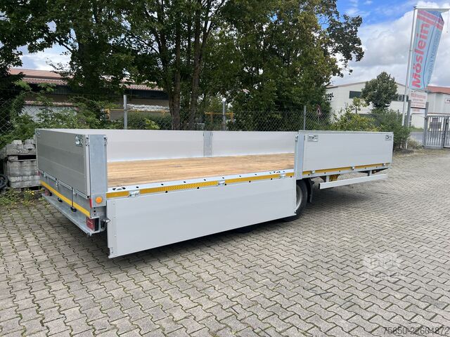 Odprta prikolica Möslein THT 11- G 6,2  Tandem Pritsche- Tieflader mit Rungentaschen