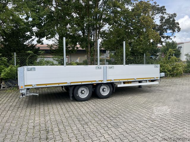 Odprta prikolica Möslein THT 11- G 6,2  Tandem Pritsche- Tieflader mit Rungentaschen
