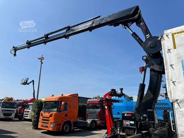 Bīdāmais tents Scania P410 8x4 TRIDEM PRITSCHE PLANE + KRAN HIAB 244 ...
