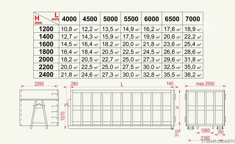 Container cu cârlig SILA JSC 32.8 m3