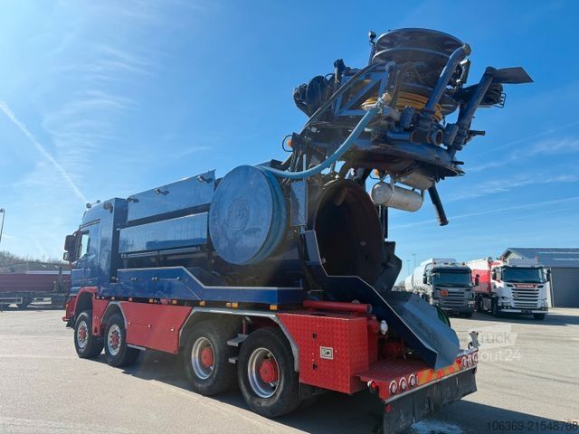 Vacuum tank truck MERCEDES-BENZ Actros 4151 8x8 V8 Hvidtved Larsen RECycler 410