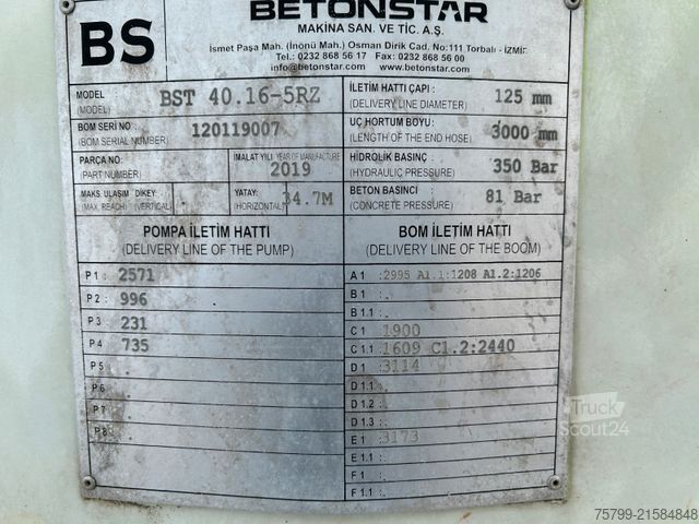 Concrete pump truck MAN 26.420 TGS Betonstar 40.16-5RZ 5 Knick 40 Meter