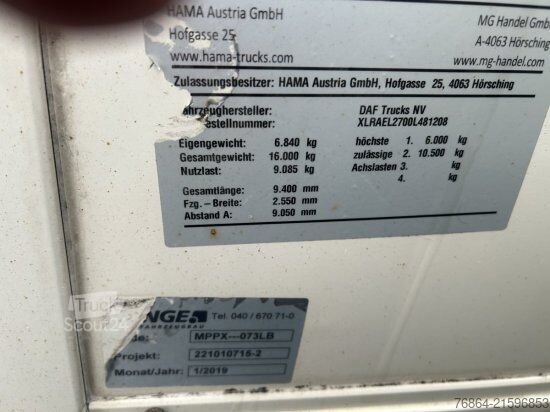 Box truck DAF LF 260 KOFFER+LBW