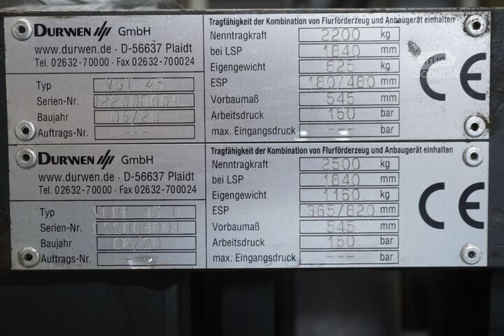 Haarukka DURWEN DURWEN VDPK45C, Breite 1120 mm