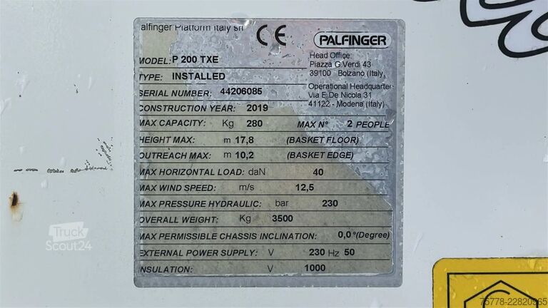 Hefplatform Palfinger P200 TXE | NISSAN NT400 | 20 METER | ISOLATED |...