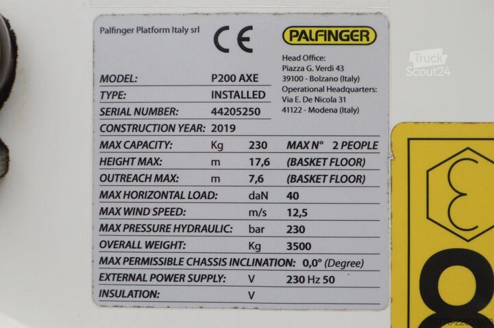 Plataforma elevadora Palfinger P200 AXE | NISSAN NT400 | 20 METER | LOW KM F24P